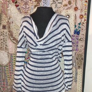 Striped Cowl Neck Sweater